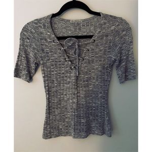 Lace up Ribbed Top